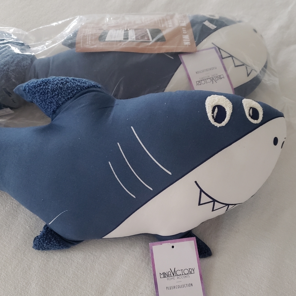 Mina Victory Plush Shark Decorative Pillow Collection Set of 2 - Discontinued